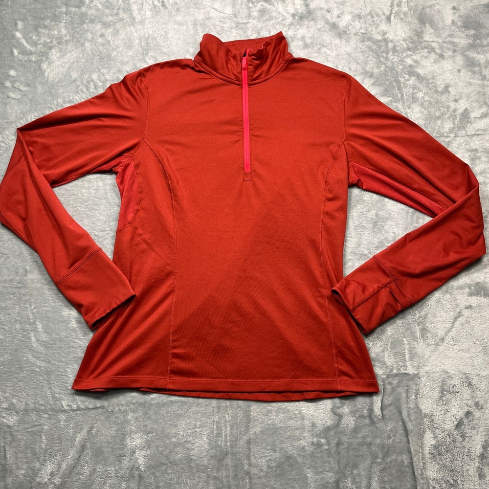 Brooks Dash 1/2 Zip Pullover Shirt Women Red Vented Thumbhole Running Top L